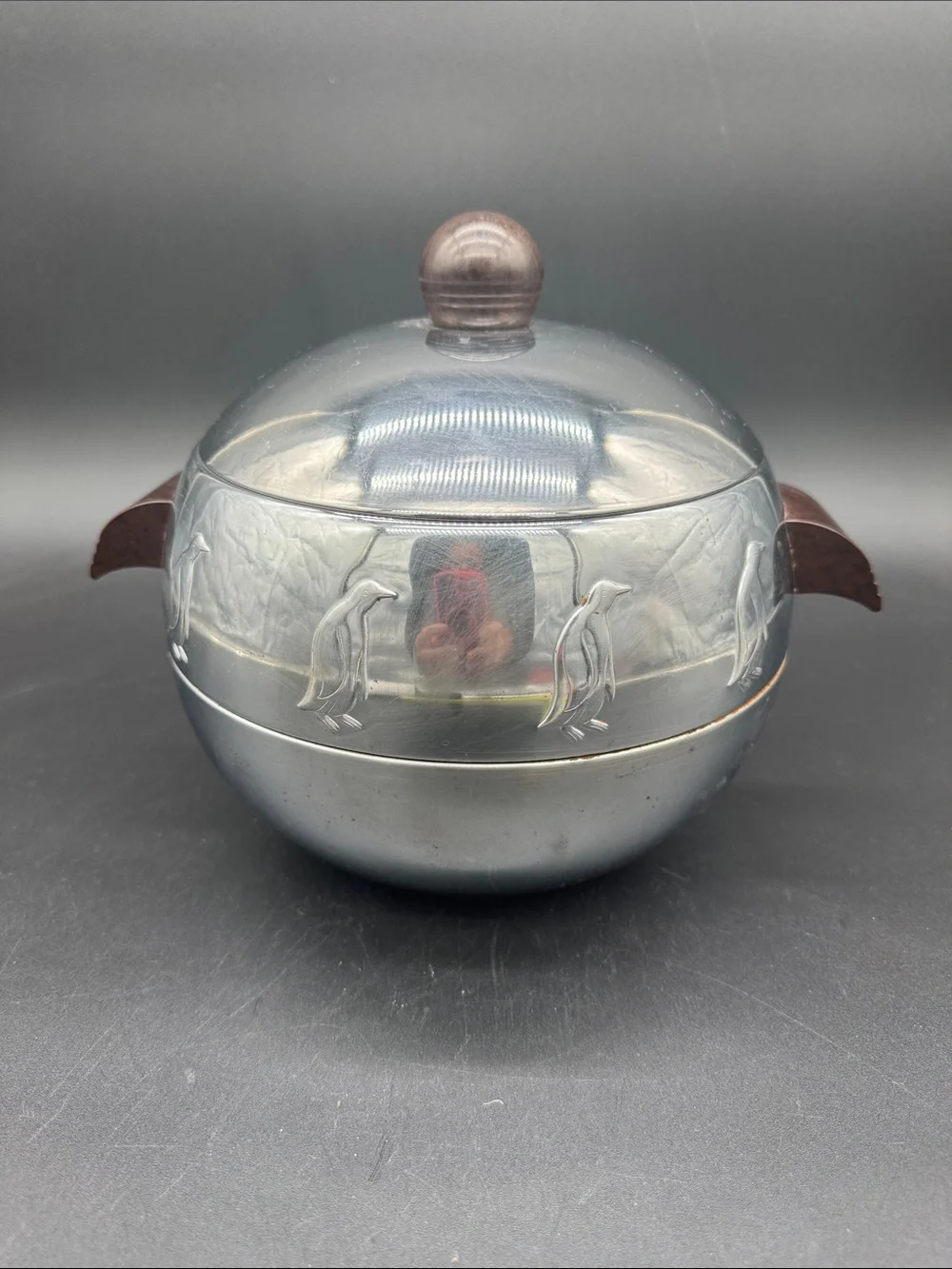 WEST BEND Penguin Hot Cold Chrome Ice Bucket Server Vintage